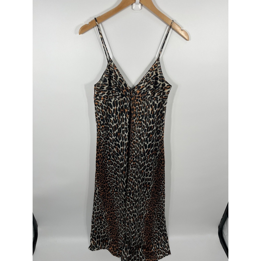Vintage Y2K Vanity Fair Womens Babydoll Maxi Slip‎ Dress 34 Leopard Print Chic